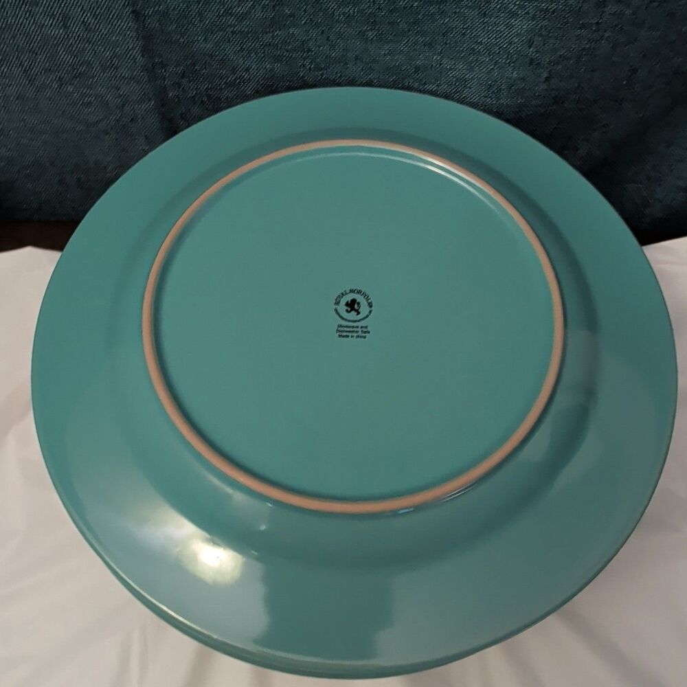 Set of 4 Royal Norfolk Dinner Plates Turquoise Teal Blue Scrolls Rim 10.5" - Picture 6 of 16
